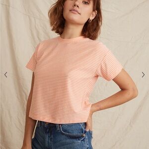 Marine Layer Peach Striped Short Sleeve Tee